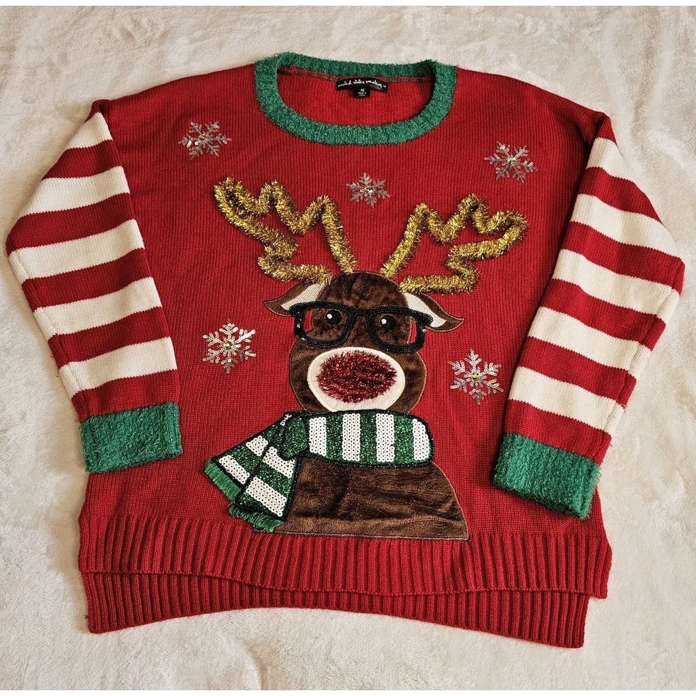 United States Ugly Sweater Holiday Rudolph Christmas Women's Size Medium